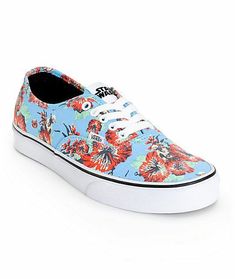 Vans AUTHENTIC Mens Shoes (Star Wars) Yoda Aloha US Mens Sizes: 3.5-13 Brand NEW in VANS x STAR WARS Box *Boxes are in fair to good condition* Inspired by the beaches of Dagobah the Vans x Star Wars Authentic shoes in the Yoda Aloha print fit for a Jedi master, they are. Vans x Star Wars Authentic Yoda Aloha shoe. Exclusive Vans and Star Wars collaboration. All-over Yoda Aloha floral print. Lightweight blue canvas upper. White Star Wars tag at tongue. White metal lace eyelets. Vulcanized constru Vans Low-top Floral Print Sneakers, Aloha Shoes, Guys Fashion, Aloha Print, Classic Vans, Jedi Master, Nerdy Things, Star Wars Yoda, 17th Birthday