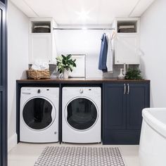 a washer and dryer in a laundry room