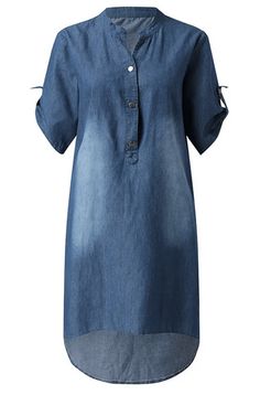 UNISHE V-Neck Washed Denim Dress Small Blue Denim Knee-length Denim Blue Chambray Dress, Denim Blue Chambray Knee-length Dress, Knee-length Light Wash Denim Dress, Light Wash Knee-length Denim Dress, V-neck Denim Dress For Work, Knee-length Dark Wash Denim Dress, Dark Wash Knee-length Denim Dress, Knee-length Chambray Dress With Pockets, Denim V-neck Dress With Pockets