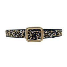 Add a chic touch to your outfit with this black Italia leather belt, designed on a light gold center bar buckle and detailed with mixed metal studs. Details: Belt Strap 1.5" Light gold plated buckle Can be worn as a hip or waist belt. Sizing will differ based on where the belt is worn, please refer to the size guide to find your size. Genuine Italian Leather Ethically Made in California Handmade Leather Belts, Belt Gold Buckle, Handmade Leather Belt, Winter 22, Belt Gold, Chain Belts, Studded Belt, Chain Belt, Leather Belts