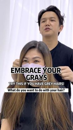 Glen / Highlight / Balayage on Instagram: "Embrace your Grays ✨ Grey Blending hair transformation Prelightening with @milbonmalaysia High Bleach with @olaplex Base Color and Toning with @addicthy_color 3 Silver + 3 Topaz Maintain with @olaplexmalaysia No:4P @nekderx.official #hairreels #hairreelsvideo #reelshair #reelhair #hairtransformation #hairmakeover #hairbeforeandafter #beforeandafterhair #greyblending #embraceyourgrey #ashgrey #ashgreyhair #greybalayage #ashbalayage #milbonmalay Grey Blending Hair, Brown Hair Going Grey, Ash Tone Hair, Asian Hair Highlights, Ash Brown Hair Balayage, Ash Gray Hair Color, Grey Brown Hair