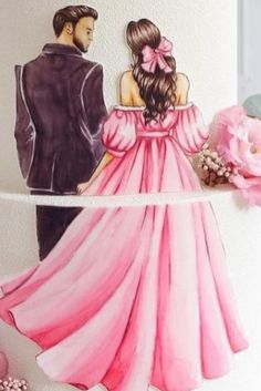 a wedding cake decorated with an image of a bride and groom