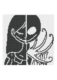 a cross stitch pattern with the image of two people in black and white