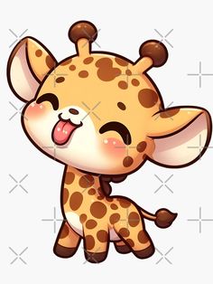 a cartoon giraffe with its tongue out and it's eyes closed, sticking out