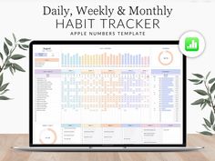 a computer screen with the text daily, weekly and monthly habit tracker on it