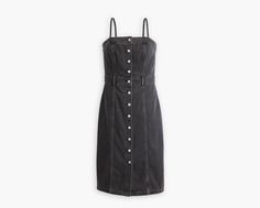 Simple and sleek, our Denim Bustier Dress was designed with a slim fit, a corset design and a midi silhouette. A sleek midi dress With a bustier design Features a button-up front Denim Bustier, Corset Design, Black Levis, Bustier Dress, Levis Denim, Bustiers, Design Features, Levi's, Button Up