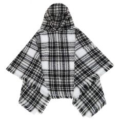 This Plaid Winter Scarf Hooded Pullover combines style, warmth, and versatility in one chic accessory. Featuring a classic plaid pattern, this Pullover-style scarf is designed with a cozy hood for added protection against the cold. The open-front design allows easy layering over your favorite outfits, making it a perfect choice for casual and dressy occasions. Soft and warm, it is ideal for staying comfortable while maintaining a fashionable look during the colder months. Perfect for adding a co Cozy Winter Poncho For Cold Weather, Hooded Poncho For Cold Weather In Fall, Hooded Poncho For Cold Weather And Fall, Casual Plaid Poncho For Winter, White Cozy Winter Poncho, Casual White Hooded Poncho, White Casual Winter Poncho, Casual White Winter Poncho, Winter Plaid Hooded Hoodie