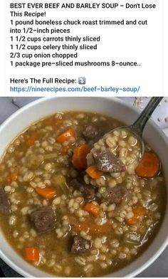 a bowl of soup with meat and carrots in it is shown on the instagram page