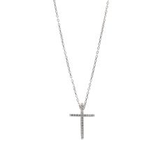 The Unique Cross Diamond Necklace, a captivating and meaningful piece of jewelry that embodies beauty, elegance, and spiritual significance. At the heart of this necklace is a remarkable cross pendant, expertly designed to showcase its uniqueness. The cross features intricate detailing and a distinctive shape that sets it apart from traditional designs. The sterling silver base is meticulously adorned with shimmering CZ diamonds. The cross is a powerful and universally recognized symbol of faith Elegant Cross Pendant Necklace With Clavicle Chain, Elegant Pendant Cross Necklace With Clavicle Chain, Spiritual Cross Pendant Clavicle Chain, Spiritual Clavicle Chain Cross Pendant Necklace, Spiritual Clavicle Chain With Cross Pendant, Formal Sterling Silver Pendant Cross Necklace, Timeless Sterling Silver Cross Jewelry, White Gold Formal Cross Pendant Necklace, Crucifix Necklace With Large Pendant As Gift