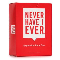 a red box with the words never have i ever on it