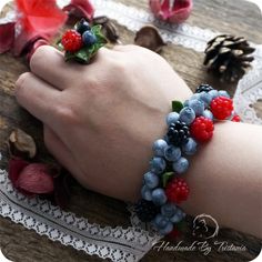 The unique and incredible Berries bracelet by Tristania Handmade is completely handmade!Made from high quality baked polymer clay. Lightweight and very strong! It is odorless!Fittings without lead and nickelThe length is adjustable and made to fit your wrist + 4 cm margin for adjustment.The bracelet will complement your look and become an original piece of jewelry for you. It will be an unusual gift and will not leave anyone indifferent.What will you get:Your order will be as similar as possible Unusual Gift, Dope Jewelry, Creating Jewelry, Handcrafted Earrings, Unusual Gifts, Fun Earrings, Exquisite Jewelry, Handmade Polymer Clay, Blueberries