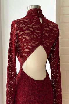 Gorgeous merlot lace fitted midi dress with high neck with button closures and open back detail. Lined throughout. Fits size L Excellent condition Dress With High Neck, Only Hearts, Fitted Midi Dress, Open Back Dress, Accessories Bags Shoes, Open Back Dresses, Back Dress, Merlot, New Arrival Dress