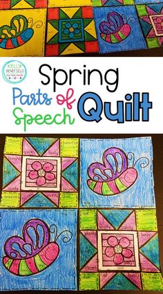 an image of spring arts and crafts with the words spring parts of quilt on it