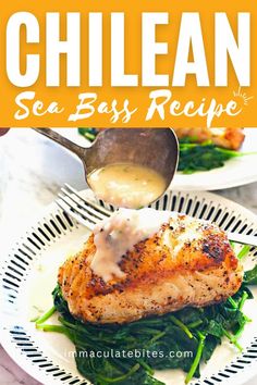 Chilean Sea Bass is a tender, flaky, and super delicious baked fish ready for the table in less than 30 minutes! This easy, quick homemade dinner recipe is fancy, tasty, and healthy. Oh, and the perfectly seasoned cream sauce, beurre blanc, kicks up several notches on the flavor scale. Seafood dinner ideas! Seafood Dinner Ideas, Chilean Sea Bass Recipe, Sea Bass Recipe, Bass Recipe, Sea Bass Recipes, Dinner Party Dishes, Homemade Dinner Recipes, Delicious Seafood Recipes, Yummy Seafood