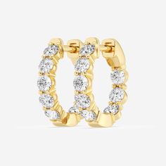 2 ctw Round Lab Grown Diamond Inside Out Hoop Earrings 14K Yellow Gold FG, SI1+ High Jewelry Ring, Gemstone Earrings Gold, Heart Engagement Rings, Engagement Rings Cushion, Hoop Earrings Style, Engagement Rings Marquise, Engagement Rings Bridal Sets, Stone Engagement Rings, Diamond Hoop Earrings