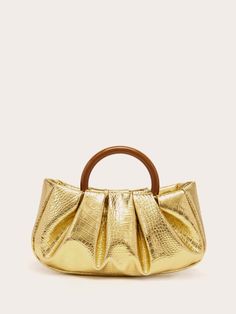 Metallic Crocodile Embossed Ruched Bag Gold Fashionable   Polyester Crocodile Print,Plain Ruched Bag   Women Bags, size features are:Bust: ,Length: ,Sleeve Length: Ruched Bag, Beg Tangan, Bag Elegant, Crocodile Print, Metallic Bag, Ladies Clutch, Chic Pink, Small Handbags, Bag Bag