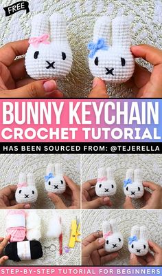 the bunny keychain crochet pattern is easy to make and looks amazing