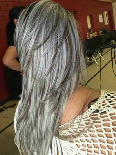 Silver Hair With Black Lowlights, Grey Blending Highlight Lowlight, Hair Color Style For Long Hair, Chunky Icy Blonde Highlights, Blonde Hair With Cool Lowlights, Red To Gray Hair, Low Lights For Grey Hair Over 50, Low Lights For Gray Hair, White Blonde Hair With Lowlights