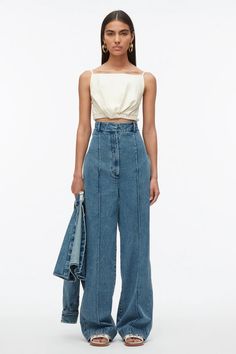 Twisted Open Back Cami – 3.1 Phillip Lim Chic Denim Crop Top For Spring, Fitted Spring Bottoms With Cropped Hem, Spring Chic High Rise Crop Top, Fitted Cropped Bottoms For Spring, Chic High Rise Crop Top For Spring, Cropped Jeans For Spring Day Out, Trendy Cropped Hem Summer Bottoms, Chic Cropped Fitted Jeans, Chic Cropped Leg Summer Jeans