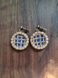 Handmade blueberry pie clay dangle earrings.  24K gold plated earring studs with loop ball.  Approx length 3.5 cm Clay Dangle Earrings, Blueberry Pie, Earring Studs, Gold Plated Earrings, Clay Earrings, Jewelry Earrings Dangle, Etsy Earrings, Dangle Drop Earrings, Oven