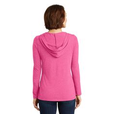 Buy District® Women's Perfect Tri® Long Sleeve Hoodie at Michaels. com. The perfect fusion of lightweight comfort and carefree style. The perfect fusion of lightweight comfort and carefree style. Tri-blend fabric infuses each garment with unique character. Please allow for slight color variations. Due to the heat sensitivity of tri-blend fabrics, special care must be taken throughout the printing process. Consult your decorator or ink supplier for best printing practices. Details: Available in m Pink Relaxed Fit Long Sleeve Activewear, Pink Activewear With Drawstring Hood, Pink Relaxed Fit Winter Activewear, Distressed Font, Varsity Letter, Comfy Sweaters, Woven Labels, Unique Christmas Gifts, Christmas Gifts For Her