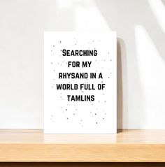 a greeting card that reads searching for my husband in a world full of taminis