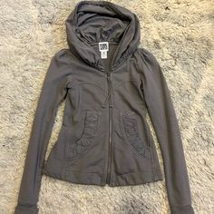 Great Condition, Barely Worn, Prairie Underground Hoodie. Adorable Details On The Pockets And Hood. Dresses Up A Comfy Day Outfit. Fitted Fall Sweatshirt With Adjustable Hood, Fitted Gray Hoodie Outerwear, Fitted Hooded Jacket For Fall, Cozy Fitted Hooded Hoodie, Hood Dresses, Comfy Day Outfit, Day Outfit, Outfit Of The Day, Jackets For Women