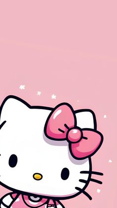 a hello kitty wallpaper with a pink background