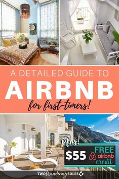 an air bnb for first - timers with the text, a detailed guide to air bnb for first - timers