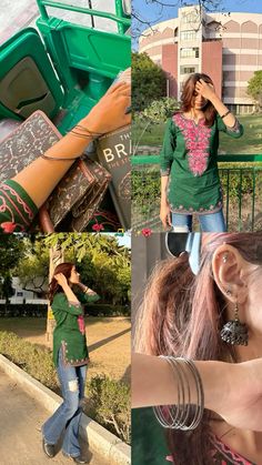 Photos Dump, Kurti With Jeans, Desi Fits, Short Kurtis, Aesthetic Poses, Snap Ideas, Short Kurti