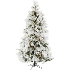 a white christmas tree with lights and snow on the branches, against a white background