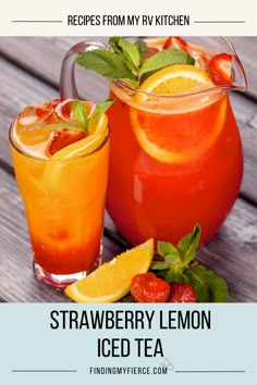 Strawberry Lemon Iced Tea is a really refreshing drink for those scorching Summer days when it's too hot to do anything. It has lots of Vitamin C from the strawberries, a refreshing citrus taste from the lemons, and a lovely sweetness from the honey. This drink is a perfect way to cool down and enjoy the Summer. Strawberry Ice Tea Recipe, Strawberry Iced Tea Recipe, Lemon Iced Tea, Fruit Iced Tea Recipes Summer Drinks, Strawberry Long Island Iced Tea, Citrus Iced Tea, Cold Drinks Recipes