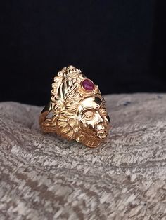 18k gold plating, Goddess ring, Hindu goddess,handmade jewelry, Gift jewelry,  ITEM DESCRIPTION  All products made of sterling silver 925 with 18k gold plating. Great condition and new product  Dimension product: Height: 30mm Width: 20 mm Weight: 18 grams 4 mm round stone All products will have stamp 925 on the back or on the inside of product.  In Hinduism, Lakshmi is also Mahalakshmi or sometimes Adi Parashakti is the goddess of wealth, happiness, loyalty, sincerity, goodness, fertility, prosp Gold Plated Spiritual Ring, Spiritual Gold Plated Ring, Spiritual Gold Rings With Gemstone, Yellow Gold Gemstone Temple Jewelry Ring, Yellow Gold Gemstone Temple Ring, Spiritual Hallmarked Yellow Gold Rings, Yellow Gold Temple Jewelry Ring With Gemstone, Spiritual Yellow Gold Rings, Yellow Gold Gemstone Ring In Temple Jewelry Style