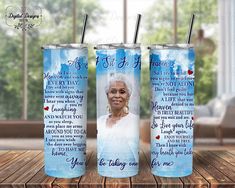 two personalized stainless steel tumblers with an image of the queen of england