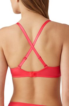 Exceptional support paired with unbelievable comfort makes this T-shirt bra an obvious choice for everyday wear. Back hooks convert straps to racerback 77% nylon, 23% spandex Hand wash, line dry Imported Solid Color Low-cut Summer Bra, Solid Underwire Swimwear, Bra Friendly, Underwire Bra-friendly Solid Swimwear, Cheap T-back Intimates With Built-in Bra, Micro-elastic Nylon Bra With Adjustable Straps, T Shirt Bra, Hibiscus, Everyday Wear, Bra