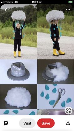 a collage of photos showing how to use cloud umbrellas