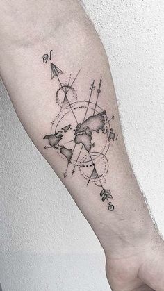 a person with a tattoo on their arm and the words moving small arrows changing sundial time to 350pm