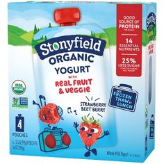 stonyfield organic yogurt with real fruit & veggie, case of 24