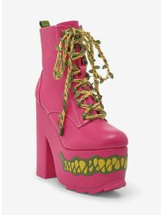 Monster High X YRU Venus McFlytrap Platform Boots Monster Energy Custom Shoes, Draculaura Cosplay Boots, Yru Shoes Monster High, Venus Mcflytrap Cosplay, Dollskill Platforms, Monster High Outfit Inspiration, Monster Shoes, Monster High Fashion, Monster High Shoes