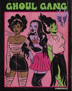 an old book cover with three women dressed up in costumes and text that reads ghoul gang