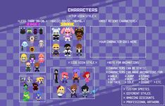 the character sheet for an old school video game, featuring characters in different outfits and colors