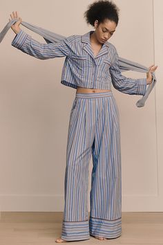 Find ANTHROPOLOGIE Cropped Pajama Shirt on Editorialist. Cotton Button front Hand wash Imported Cropped Pajama Shirt in Blue, Women's, Size: XS, Cotton Tomboy Pajamas, Women Tomboy, Long Pajama Pants, Comfortable Pajamas, Pajama Dress, Pyjama Bottoms, Front Hand, Pajama Bottoms, Dress Gift