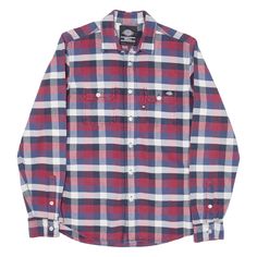 DICKIES Mens Shirt Red Check Long Sleeve S Classic Red Flannel Shirt With Pockets, Red Cotton Flannel Shirt With Pockets, Classic Red Cotton Flannel Shirt, Pin Hole, Wholesale Shoes, Mens Shirt, Beauty Bag, Active Wear Tops, Denim Pants