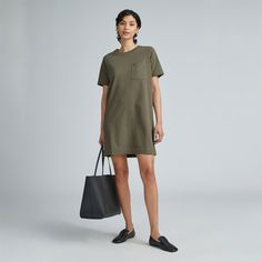 The Organic Cotton Weekend Tee Dress Kalamata – Everlane Long Sleeve Collared Dress, Hoodie Sweatshirt Dress, Sleeveless Wrap Dress, Long Slip Dress, Picnic Dress, Women Rising, Sweater Dress Midi, Black Sleeveless Dress, White Striped Dress