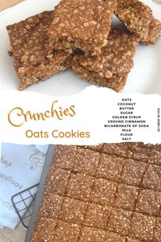 an advertisement for oats cookies on a plate