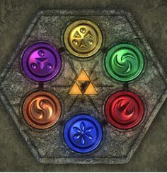 the seven chakras are arranged in a hexagonal arrangement with four different colors