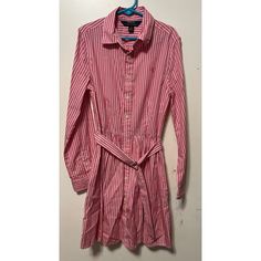 Nwot Polo Ralph Lauren Big Girls Striped Pink Cotton Shirtdress Size 10 Preppy Long Sleeve Summer Dresses, Pink Long Sleeve Cotton Shirt Dress, Long Sleeve Pink Cotton Shirt Dress, Preppy Striped Cotton Dress, Striped Fitted Cotton Shirt Dress, Striped Collared Cotton Dress, Fitted Striped Cotton Shirt Dress, Preppy Long Sleeve Spring Dresses, Red Cotton Shirt Dress For Spring