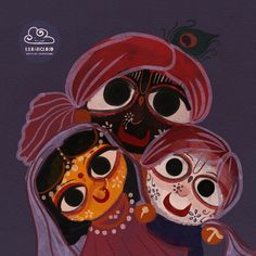 a painting of two people with masks on their faces