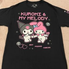 Kuromi and My Melody Pixel Shirt Kuromi Shirt Design, Sanrio Fashion Men, My Melody Shirt, Kuromi Shirt, Matching Roblox Outfits, Kuromi Matching, Kuromi Outfit, Kuromi Clothes