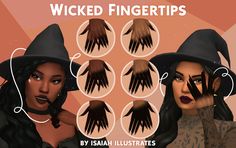 the witch fingertips are designed to look like hands with different shapes and sizes